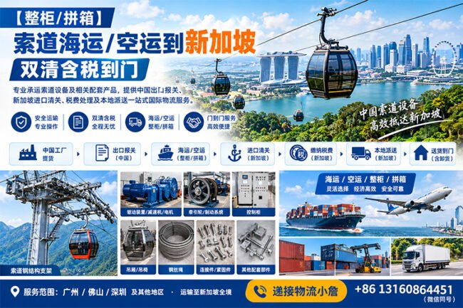 【整柜/拼箱】索道海运/空运到新加坡双清含税到门