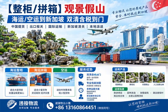 【整柜/拼箱】观景假山海运/空运到新加坡双清含税到门