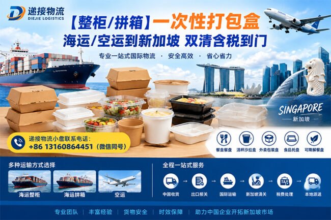 【整柜/拼箱】一次性打包盒海运/空运到新加坡双清含税到门