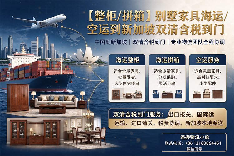 【整柜/拼箱】别墅家具海运/空运到新加坡双清含税到门