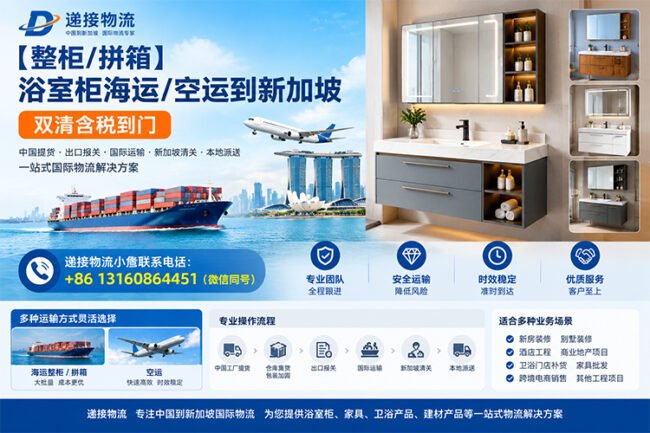 【整柜/拼箱】浴室柜海运/空运到新加坡双清含税到门