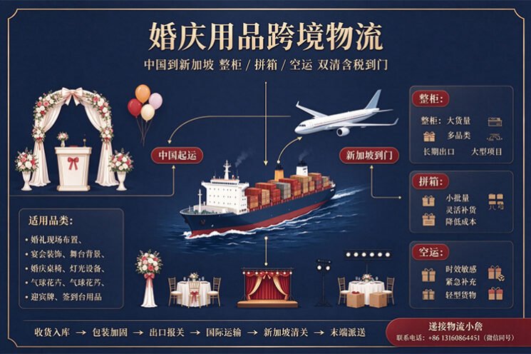 【整柜/拼箱】婚庆用品海运/空运到新加坡双清含税到门 【整柜/拼箱】婚庆用品海运/空运到新加坡双清含税到门